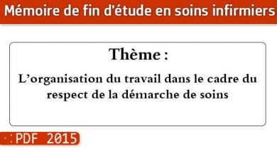 Photo of Memoire infirmiers : L’organisation du travail dans le cadre du respect de la démarche de soins