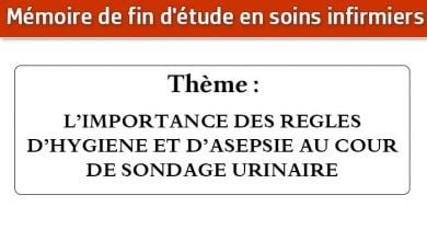 Photo of Mémoire infirmier : L’IMPORTANCE DES REGLES D’HYGIENE ET D’ASEPSIE AU COUR DE SONDAGE URINAIRE